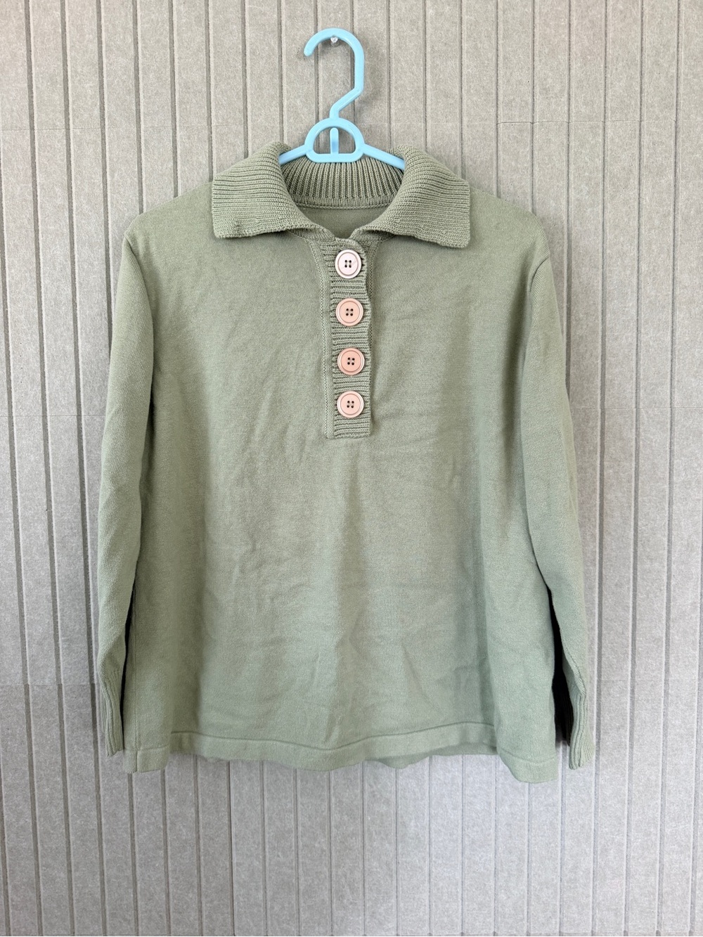 Women’s Soft Knit Button-Front Polo Sweater in Sage